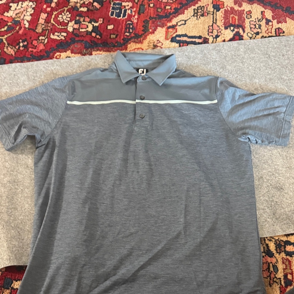 FootJoy Men's Polo in Charcoal with Light Stripe